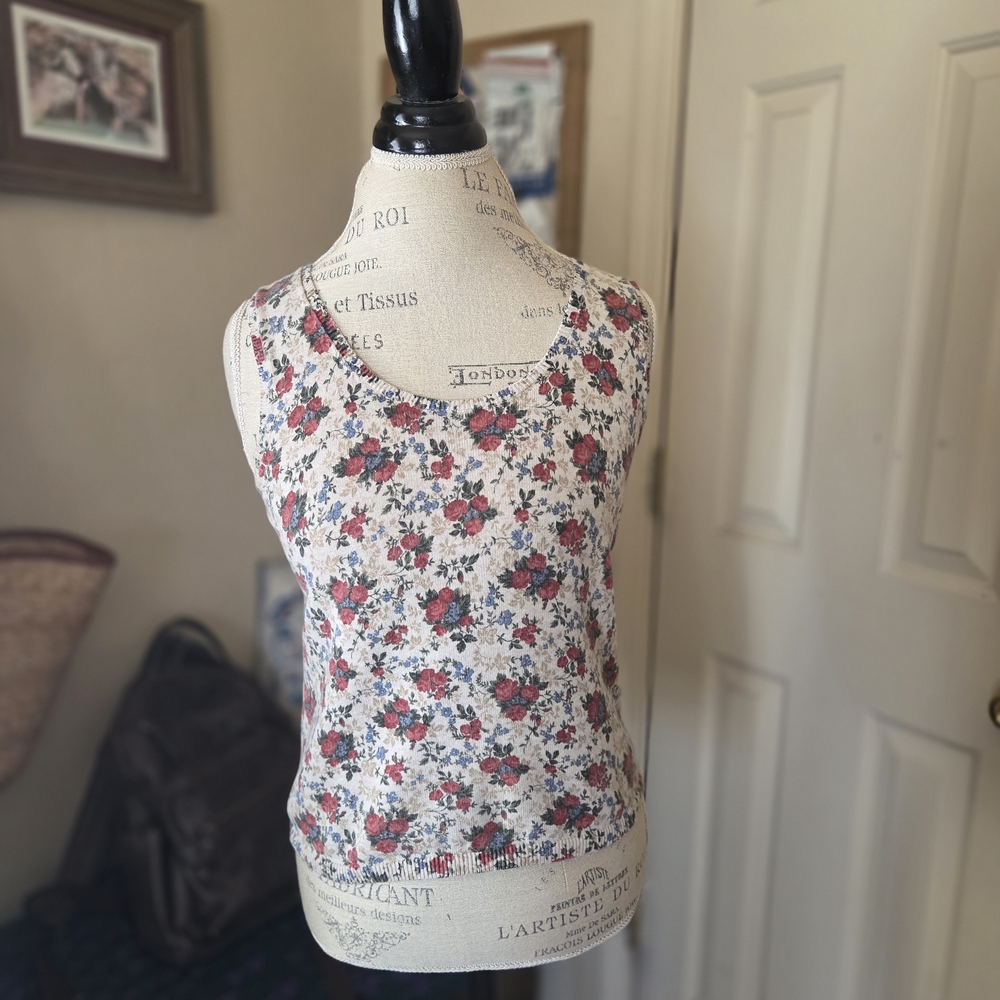 Lauren Ralph Lauren Casual Cotton Blend Floral Print Sleeveless Top Size PP